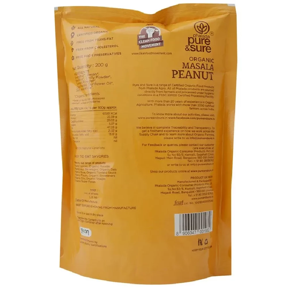 Phalada Pure & Sure Organic Masala Peanut - Fun & Healthy Snack, 200 g Pouch-2.webp